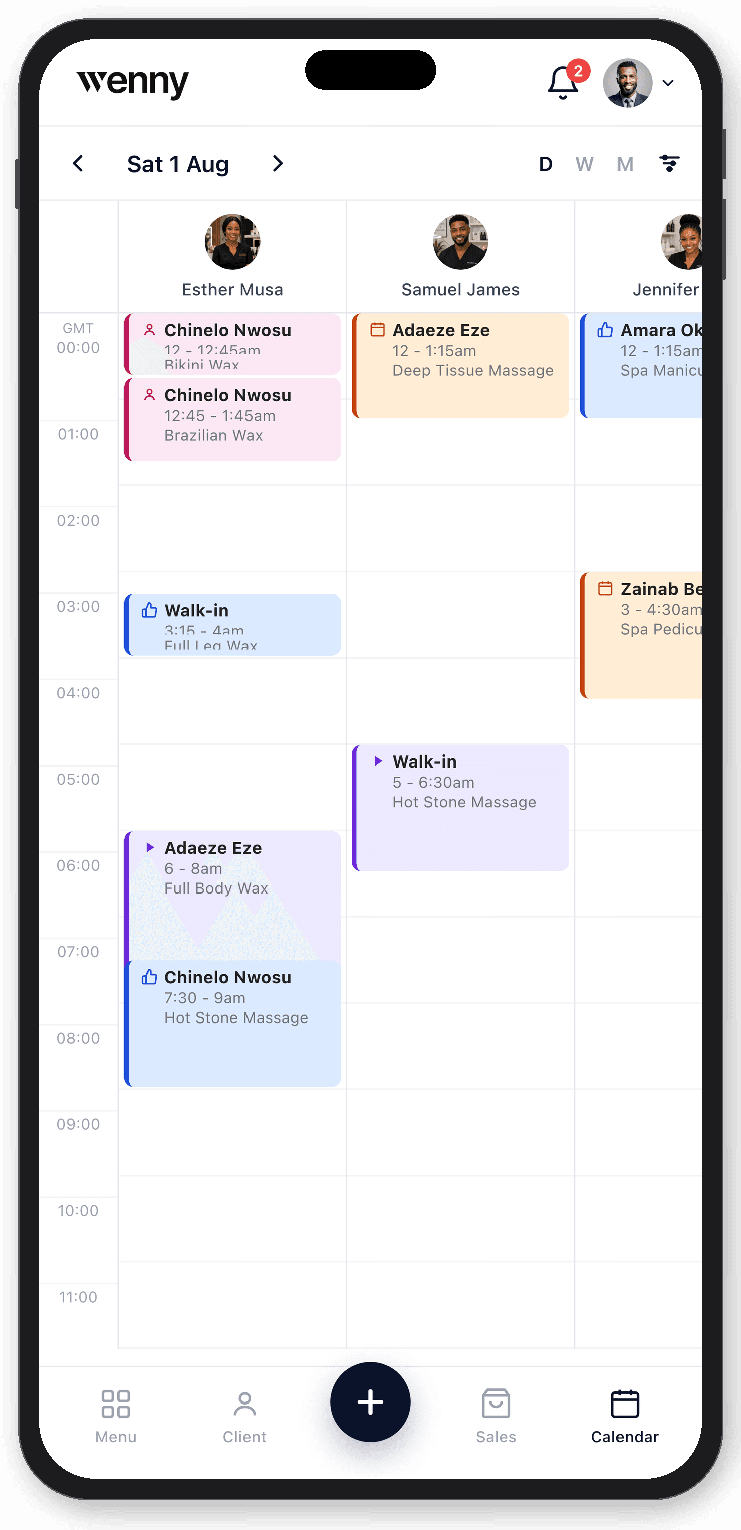 Wenny calendar on mobile