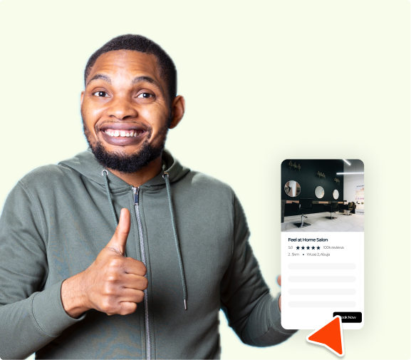 Business owner giving thumbs up